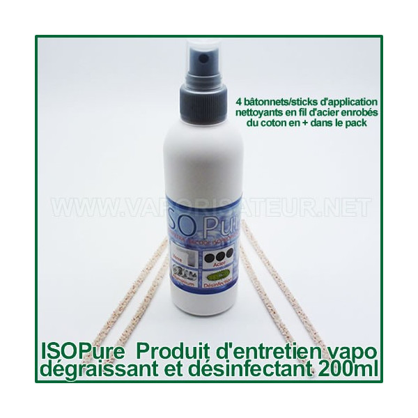 ISOPure 200ml-alcool isopropylique et 4 bâtonnets d'entretien