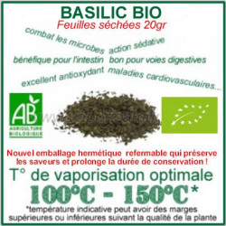 Basilic Bio feuilles séchées à vaporiser 20gr Basilic Bio feuilles séchées à vaporiser 20gr