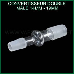 Convertisseur double mâle 14mm en 19mm en verre pyrex