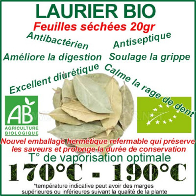 Laurier Bio - feuilles séchées coupées en sachet hermétique refermable de 20gr
