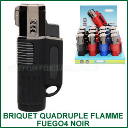 Briquet torche quatre flammes Atomic Fuego4 Noir