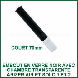 Embout en verre noir droit court base transparente Arizer Solo et Air 1 et 2 Embout en verre noir droit court base transparente Arizer Solo et Air 1 et 2