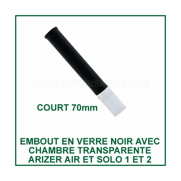 Embout en verre noir droit base transparente Arizer Solo et Air 1 et 2