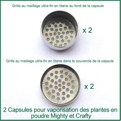 2 Capsules avec filtre titane en double pour poudre Crafty et Mighty