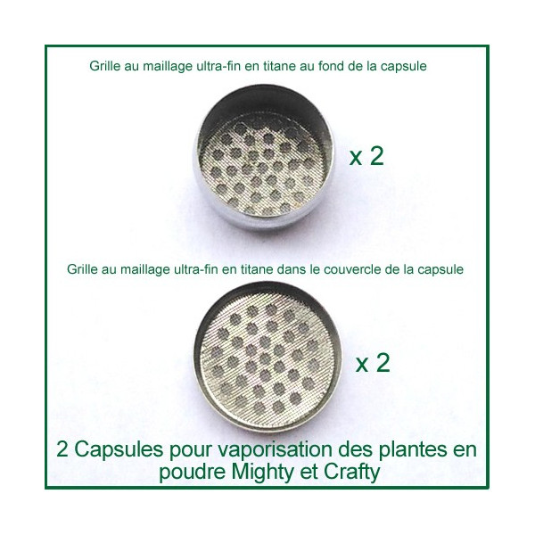 2 Capsules avec double filtre titane pour poudre Crafty et Mighty