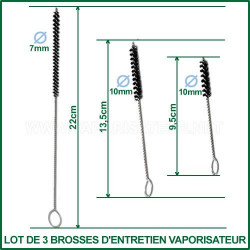 3 brosses différents formats pour entretenir votre vaporisateur 