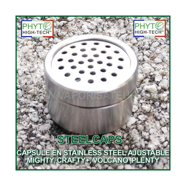 SteelCaps - Capsule doseuse en acier inoxydable ajustable pour vaporisateurs Mighty ou Crafty Plus