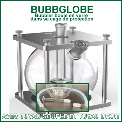 BubbGlobe filtre à eau sphérique en verre complet dans sa cage de protection 