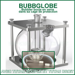 BubbGlobe filtre à eau sphérique en verre complet dans sa cage de protection BubbGlobe filtre à eau sphérique en verre complet dans sa cage de protection