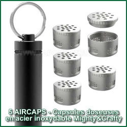 AirCaps 5 capsules doseuses perforées en acier inoxydable Mighty et Crafty avec tube de transport