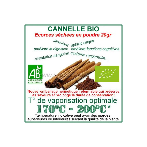 Cannelle Bio écorces en poudre sachet de 20gr