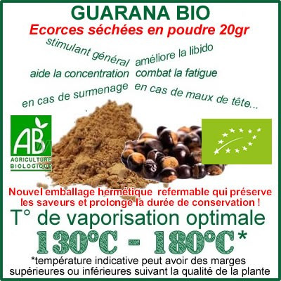 Guarana graines Bio à vaporiser herbe médicinale Ecocert