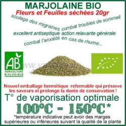 Aromathérapie vaporisateur Marjolaine Bio feuilles séchées à vaporiser Aromathérapie vaporisateur Marjolaine Bio feuilles séchées à vaporiser