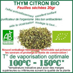 Vaporisateur et Thym Citron Bio Feuilles en vrac sachet de 70gr Vaporisateur et Thym Citron Bio Feuilles en vrac sachet de 70gr