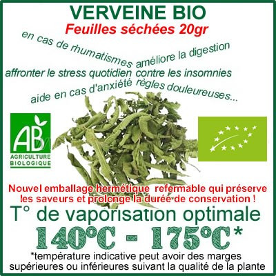 Verveine Bio Ecocert feuilles séchées 20gr pour vaporisateur