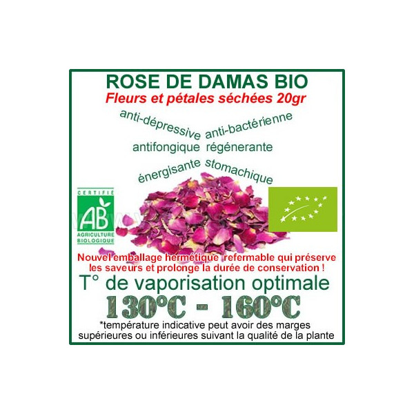 Rose de Damas Bio certifiée pétales séchées 20gr