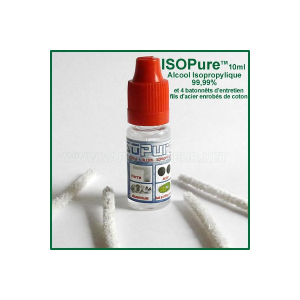 ISOPure 10ml - alcool isopropylique et 4 bâtonnets d'entretien