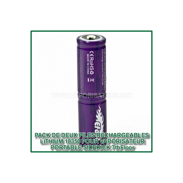 Pack de deux piles lithium rechargeables 18350 EFES SideKick